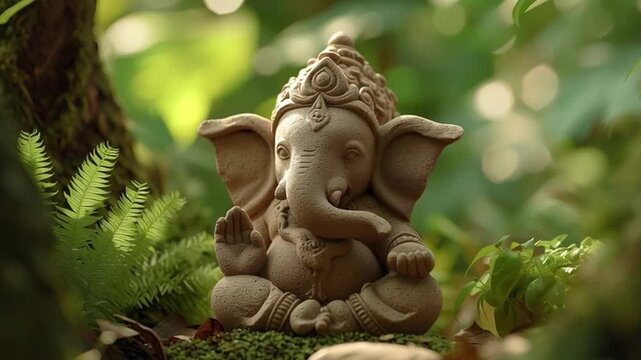 Ganpati statue in the green forest