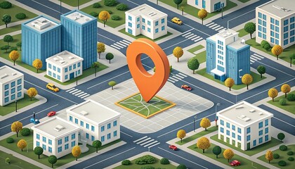 city map with pointer