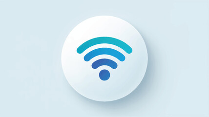 A minimalist WiFi icon design on a white circular background with a 3D shadow effect.  