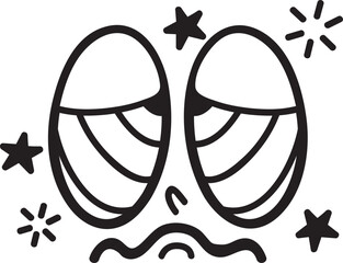 funny comic eyes and mouth doodle vector