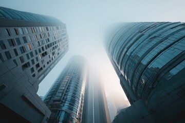 Low-angle view of modern skyscrapers (9)