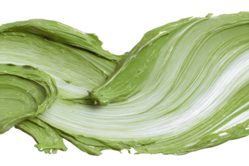 Abstract Green Swirls Against Transparent Background Textured Paint Strokes