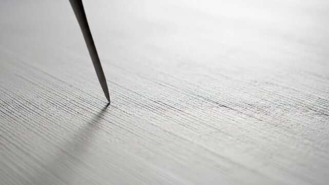 Sharp Tool Creating a New Line on a Subtly Textured White Surface