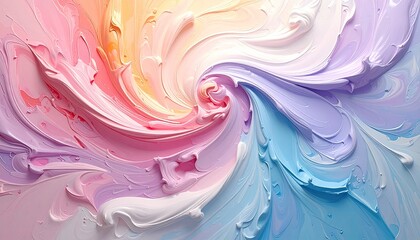 Pastel swirl of thick paint texture
