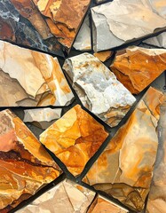 Patchwork of stone pieces, abstract art