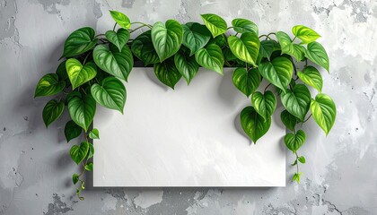 Lush green vine frames a blank canvas
