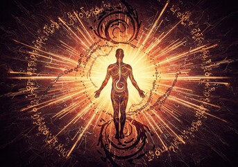 Experience transcendent spiritual awakening with captivating energy aura, perfect for meditation guides and mindful wellness campaigns focused on inner peace