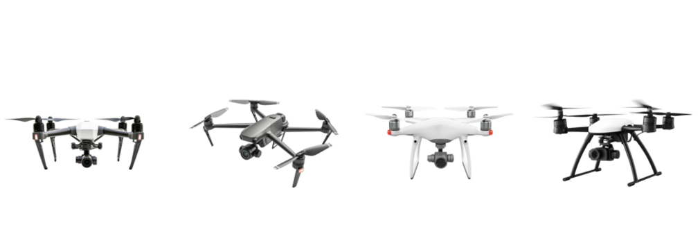 Set of Quadcopter Isolated on Transparent Background. PNG.