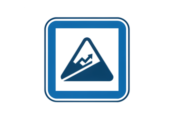 Blue triangle with upward trending graph inside, isolated on transparent background