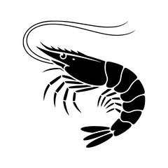 Vector art of black shrimp silhouette