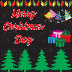 MERRY CHRISTMAS DAY BANNER DESIGNE BLACK