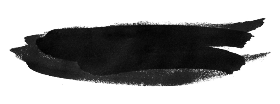 black watercolor background. Artistic hand paint. Isolated on transparent background.