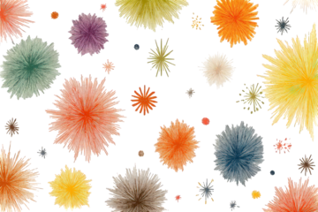 Abstract Floral Arrangement With Multicolored Splatter Effects Against Transparent Background