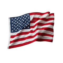 Fototapeta premium Waving american flag with stars and stripes rippling in the wind on a transparent background isolated on transparent background