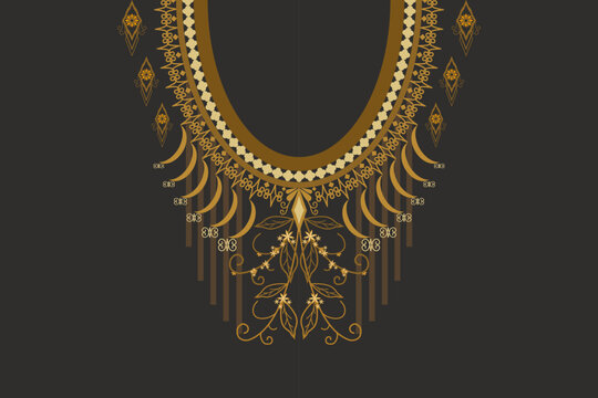 Gold necklace on black background. It&rsquo;s design for collar pattern, shirt design, fabric design and much more.