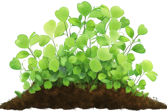 Lush Green Plant Growing From Soil On Transparent Background In Studio Lighting - Powered by Adobe