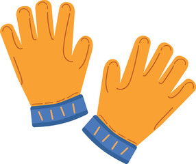 Cozy Orange Winter Gloves Blue Cuffs Warm Hand wear Flat Cartoon Illustration