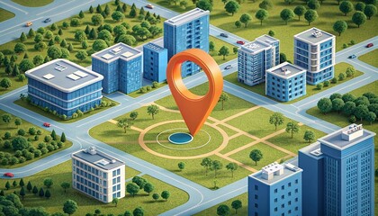 city map with pointer