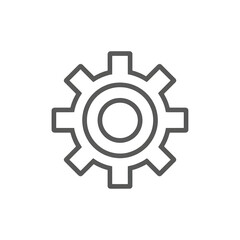 Gear Icon, Clean Simplified Cogwheel With Sharp Geometric Spokes, Bold Outline, Minimal Flat Design. Transparent Background Png, Monochrome Palette, Scalable For Engineering,