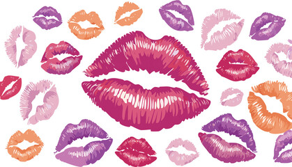 colorful lips print 