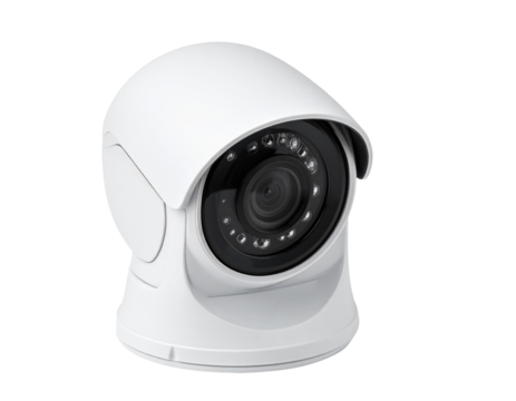 Modern Security Camera with Night Vision on Minimalist Background