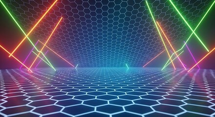 Neon Futuristic Hexagon Grid.