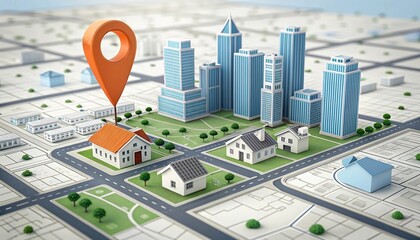 city map with pointer