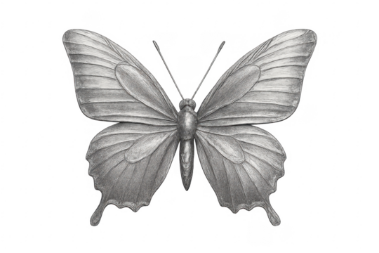 Butterfly hand drawing sketch on transparent background