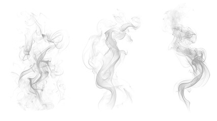 Elegant smoke trails isolated on transparent background for artistic compositions
