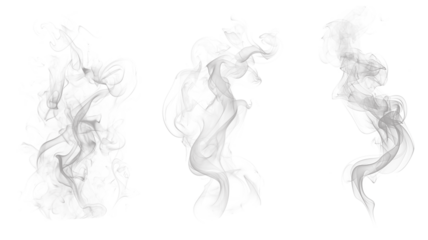 Elegant smoke trails isolated on transparent background for artistic compositions