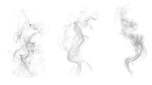 Elegant smoke trails isolated on transparent background for artistic compositions