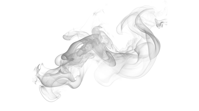 Swirling smoke isolated on transparent background for artistic design projects