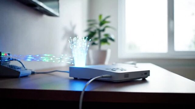 Retro Dial-Up Modem with Digital Data Stream Effect