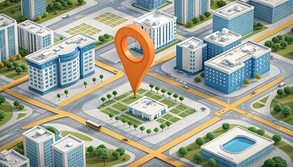 city map with pointer