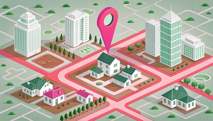 city map with pointer