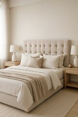 Cream Tufted Headboard Elegant Bedroom