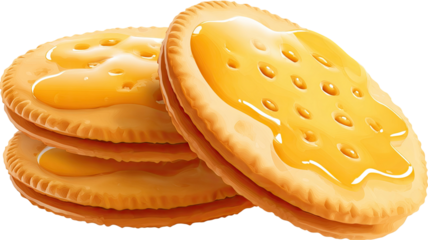 Vector art illustration of golden biscuits showing crunchy baked snack cookie dessert food item sweet pastry design isolated on white background
