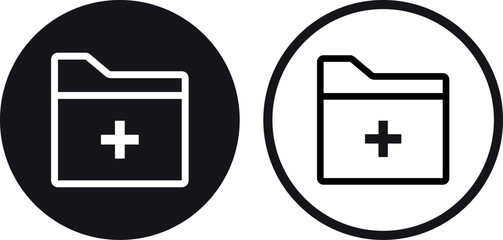 Add folder icon set in two styles . Add new folder icon . Vector illustration