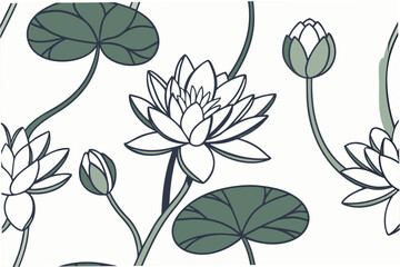 seamless pattern with water lily