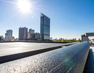 Urban rooftop view with modern buildings
