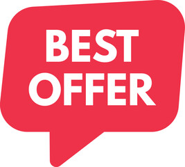Best offer speech bubble icon for marketing and promotion . Red best offer tag icon . Vector illustration
