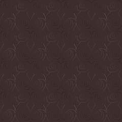 Seamless monochrome chocolate brown pattern in art deco style.