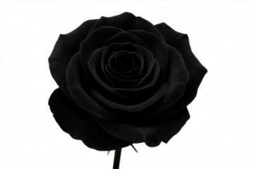 Black rose blossom on transparent background
