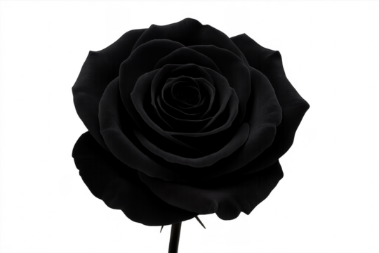 Black rose blossom on transparent background