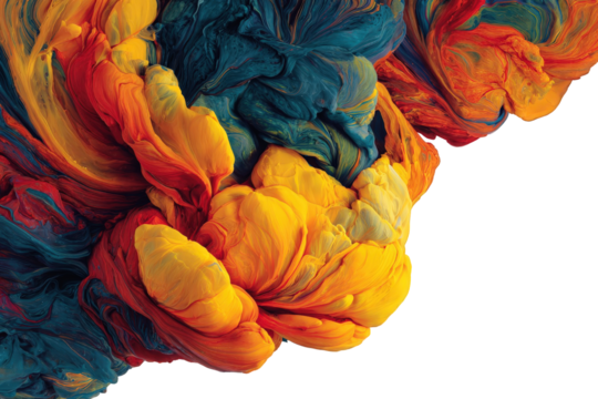 Abstract Flowing Colorful Swirls on Transparent Background Rendered Digital Art