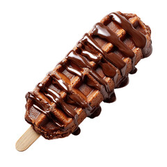 Chocolate waffle stick isolated on transparent background