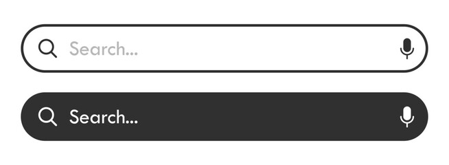 Search bar web browser button set with a microphone. Vector illustration