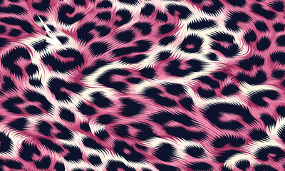 Fashionable pink leopard skin pattern with luxury fur texture, excellent for decorative prints, textile art, and exotic camouflage background.