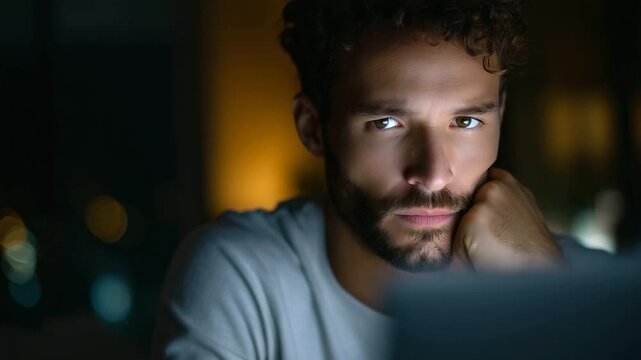 Adult scrolling late at night, multiple tabs open, confusion, lost expression identity crisis, online confusion, digital overload, depression, anxiety, modern