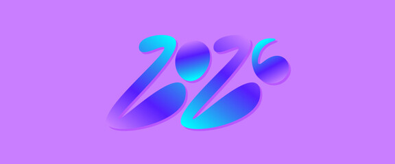 Cute and Unique 2026 Typography in Colorful Gradient Style Isolated on Purple Background